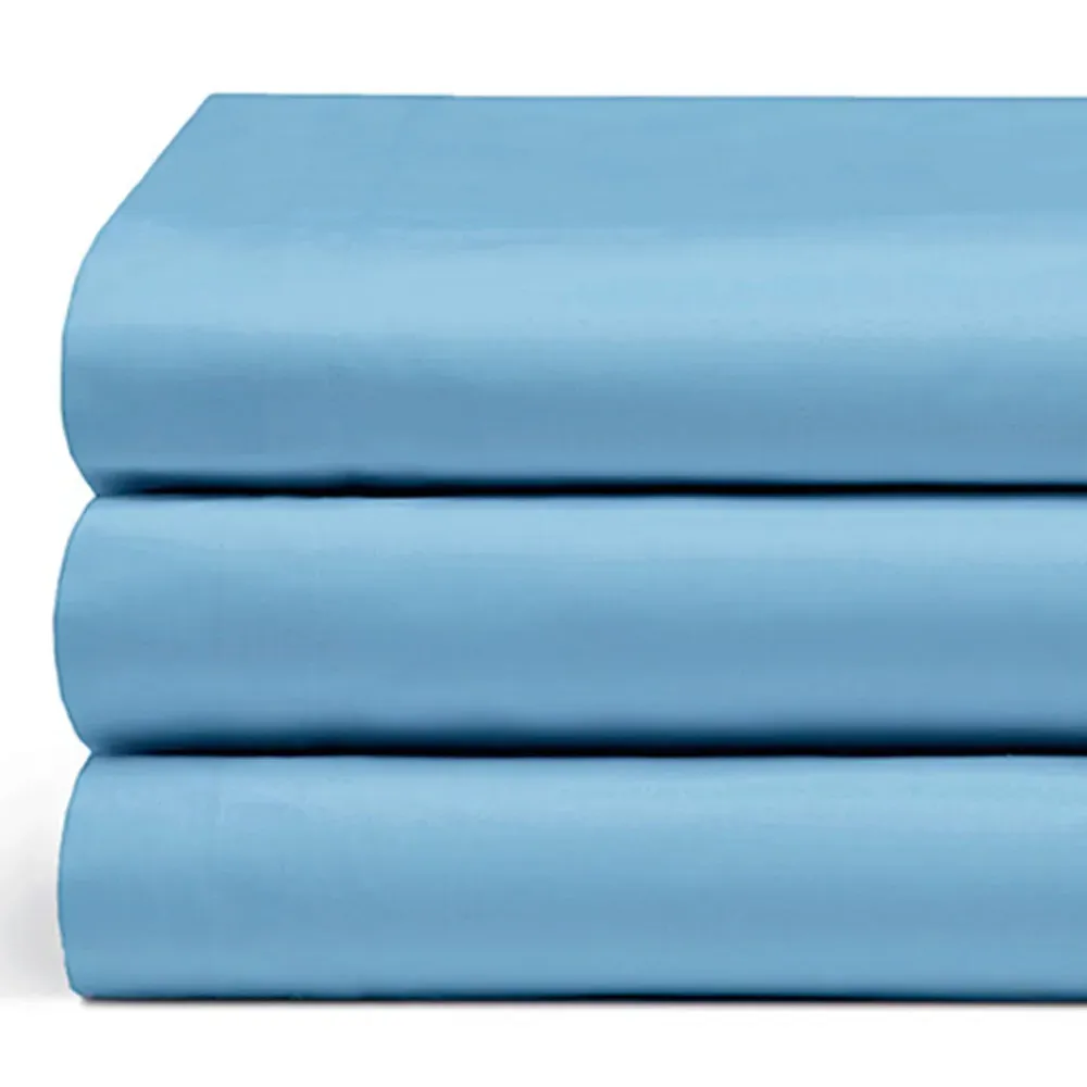 Double Flat Bed Sheet - Sky Blue, Cotton Polyester