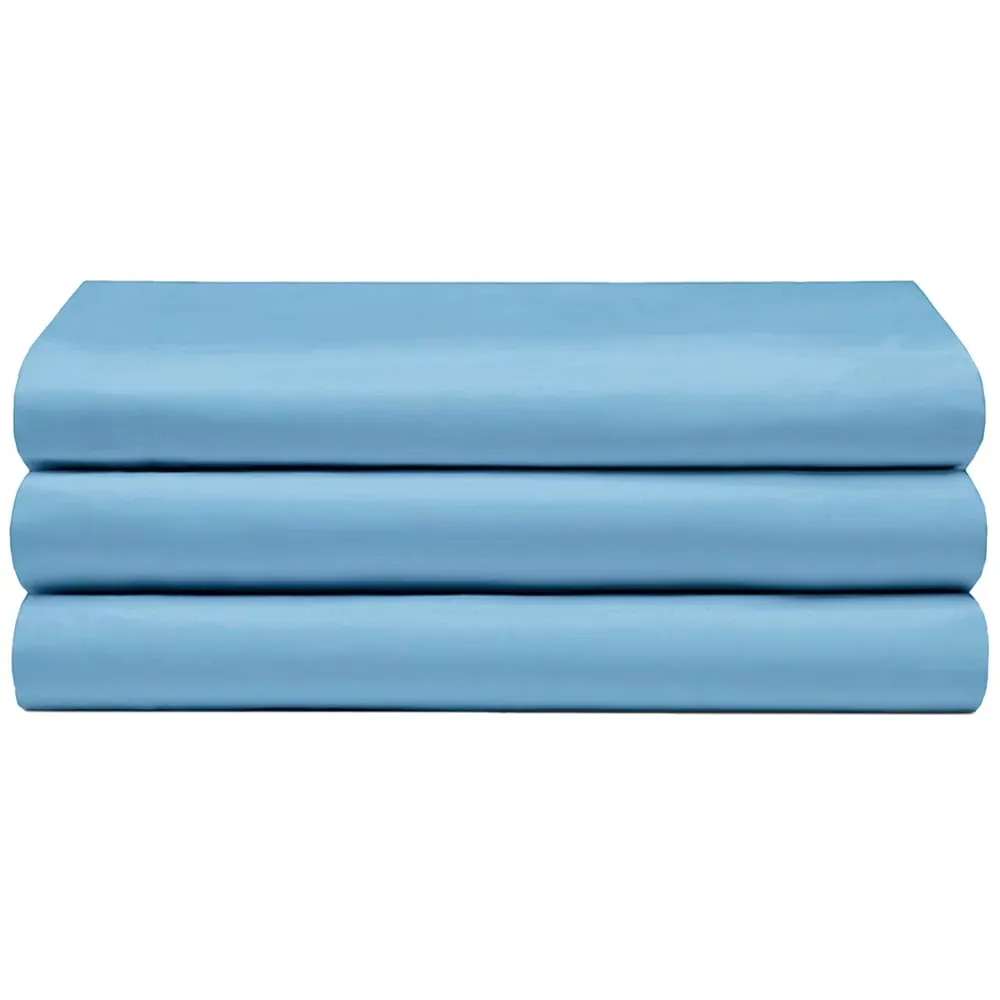 Double Flat Bed Sheet - Sky Blue, Cotton Polyester