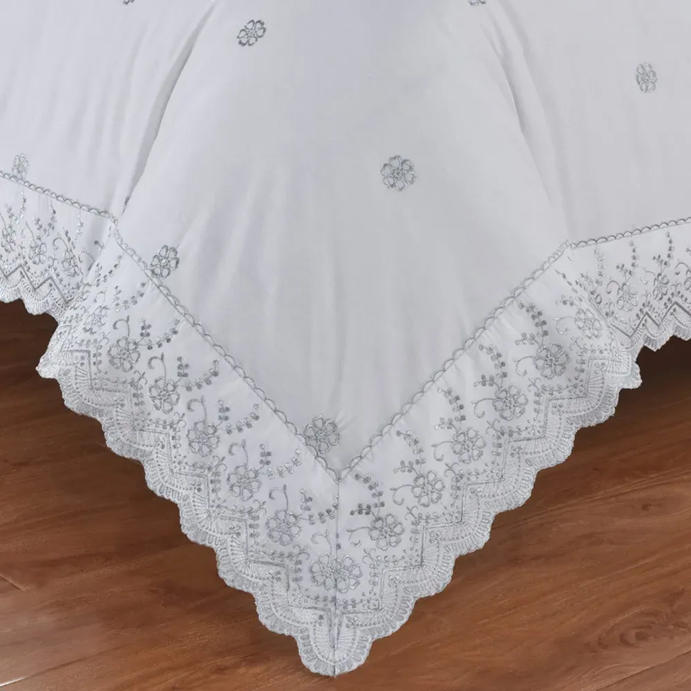 Gabrielle Double Floral Duvet Cover Set - Silver