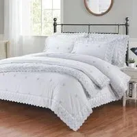 Gabrielle King Size Floral Duvet Cover Set - Silver