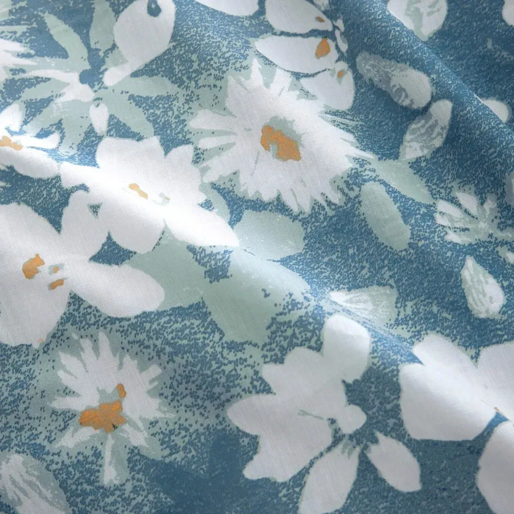 Hazy Bloom Double Duvet Set - Blue, Polycotton