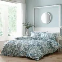 Hazy Bloom Single Duvet Set - Blue, Polycotton