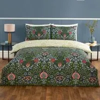 Heritage Flora King Size Duvet Cover Set - Blue, Microfibre