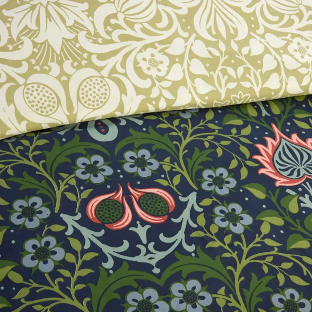 Heritage Flora Single Duvet Cover Set - Blue, Microfibre