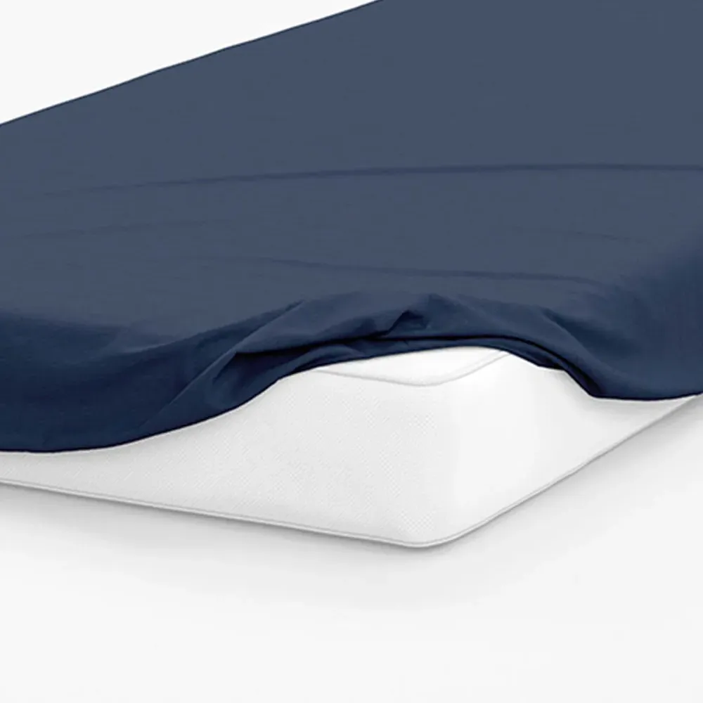 King Size Fitted Bed Sheet - Navy, Cotton Polyester