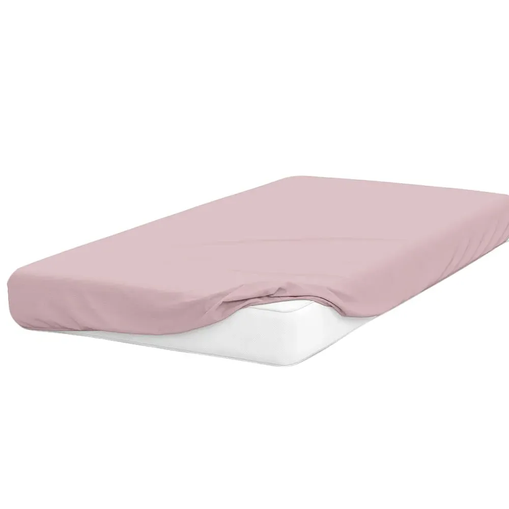 King Size Fitted Bed Sheet - Pink, Brushed Cotton