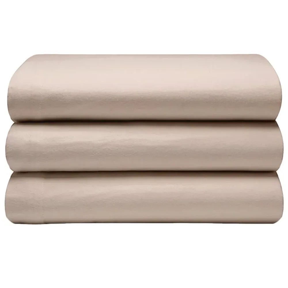 King Size Flat Bed Sheet - Cream, Brushed Cotton