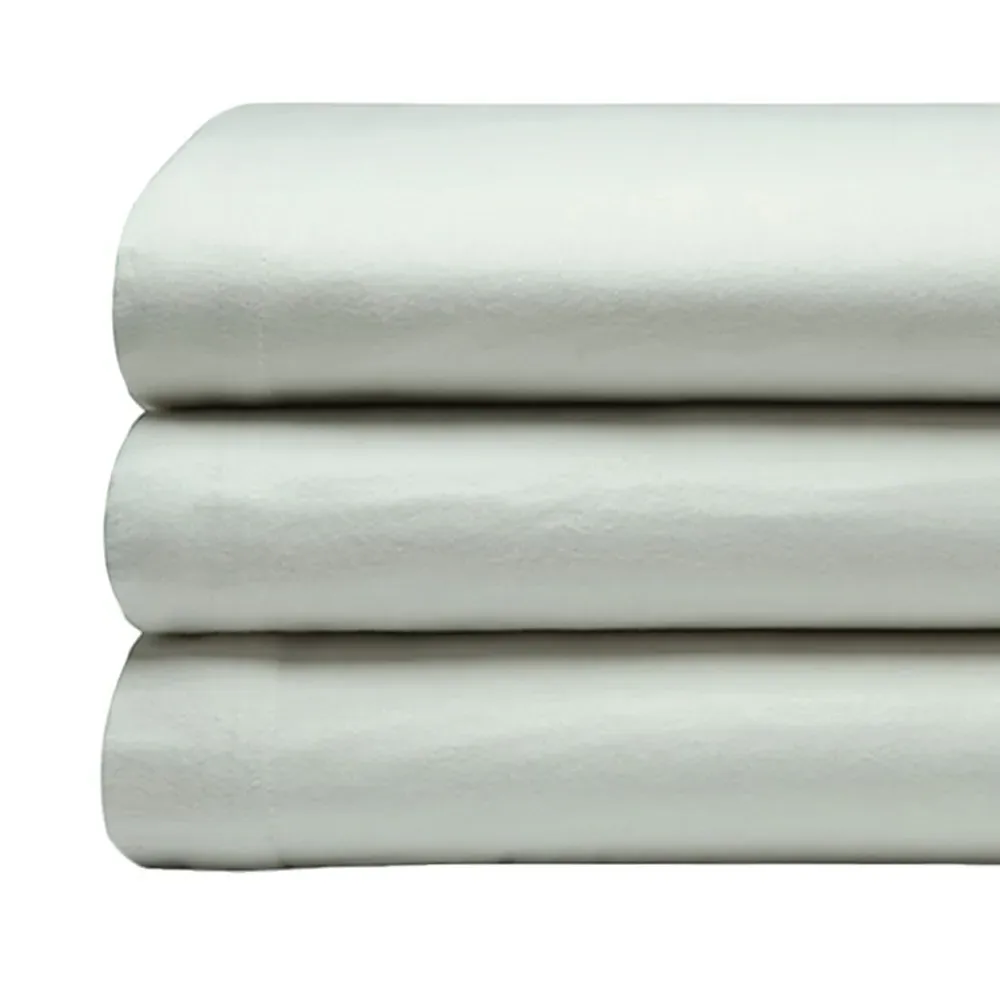 King Size Flat Bed Sheet - Green, Brushed Cotton
