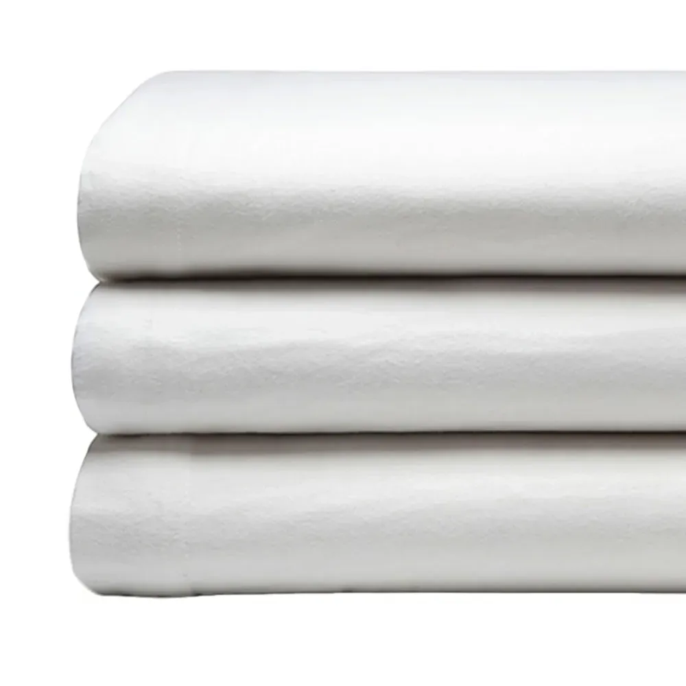 King Size Flat Bed Sheet - White, Brushed Cotton