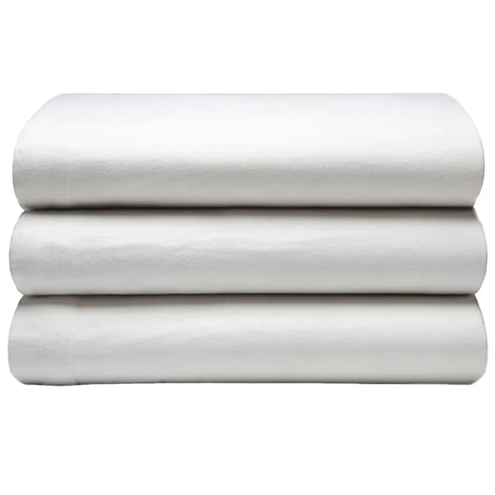 King Size Flat Bed Sheet - White, Brushed Cotton