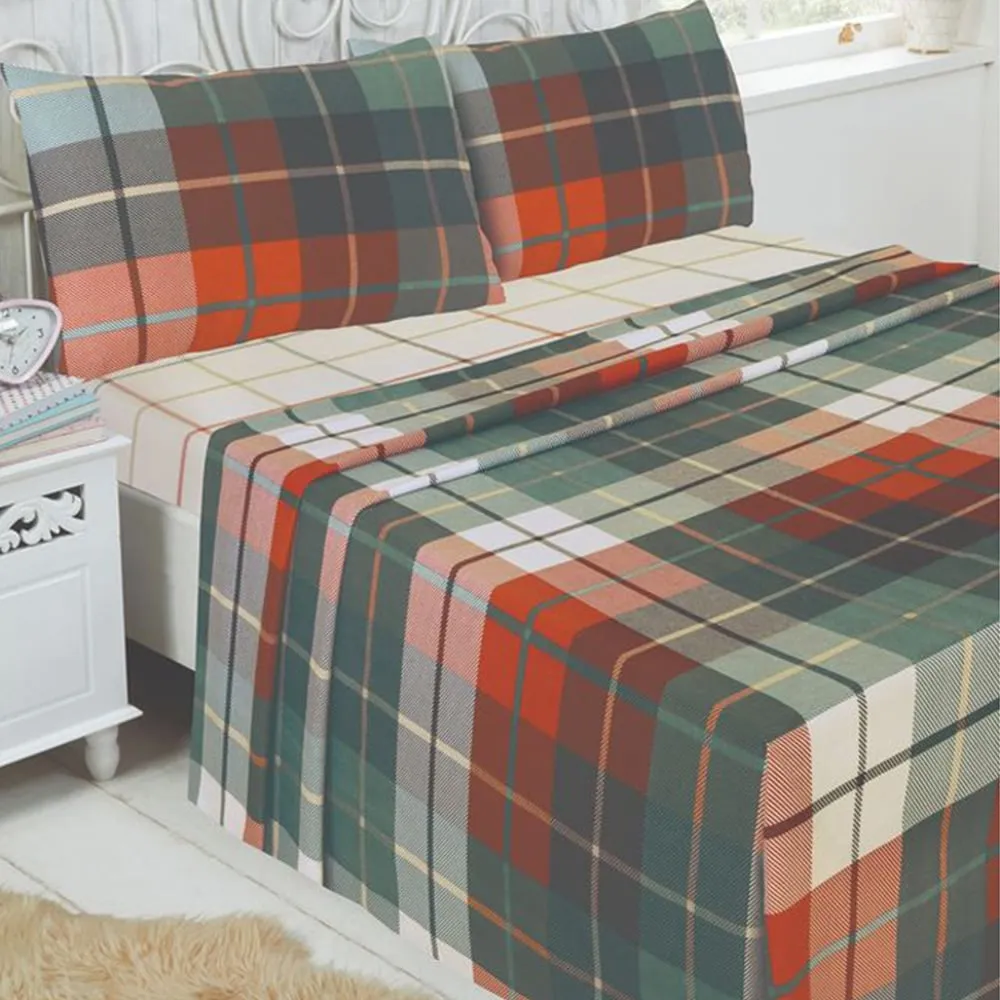 Lomond Single Fitted Bed Sheet - Terracotta, Brushed Cotton