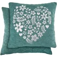 Love Heart Cushion Cover - Aqua