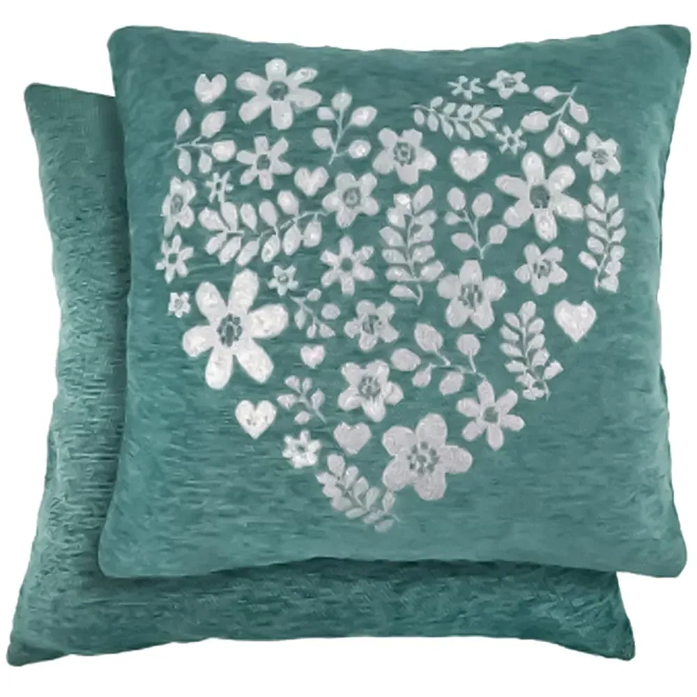 Love Heart Cushion Cover - Aqua image