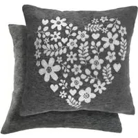 Love Heart Cushion Cover - Charcoal