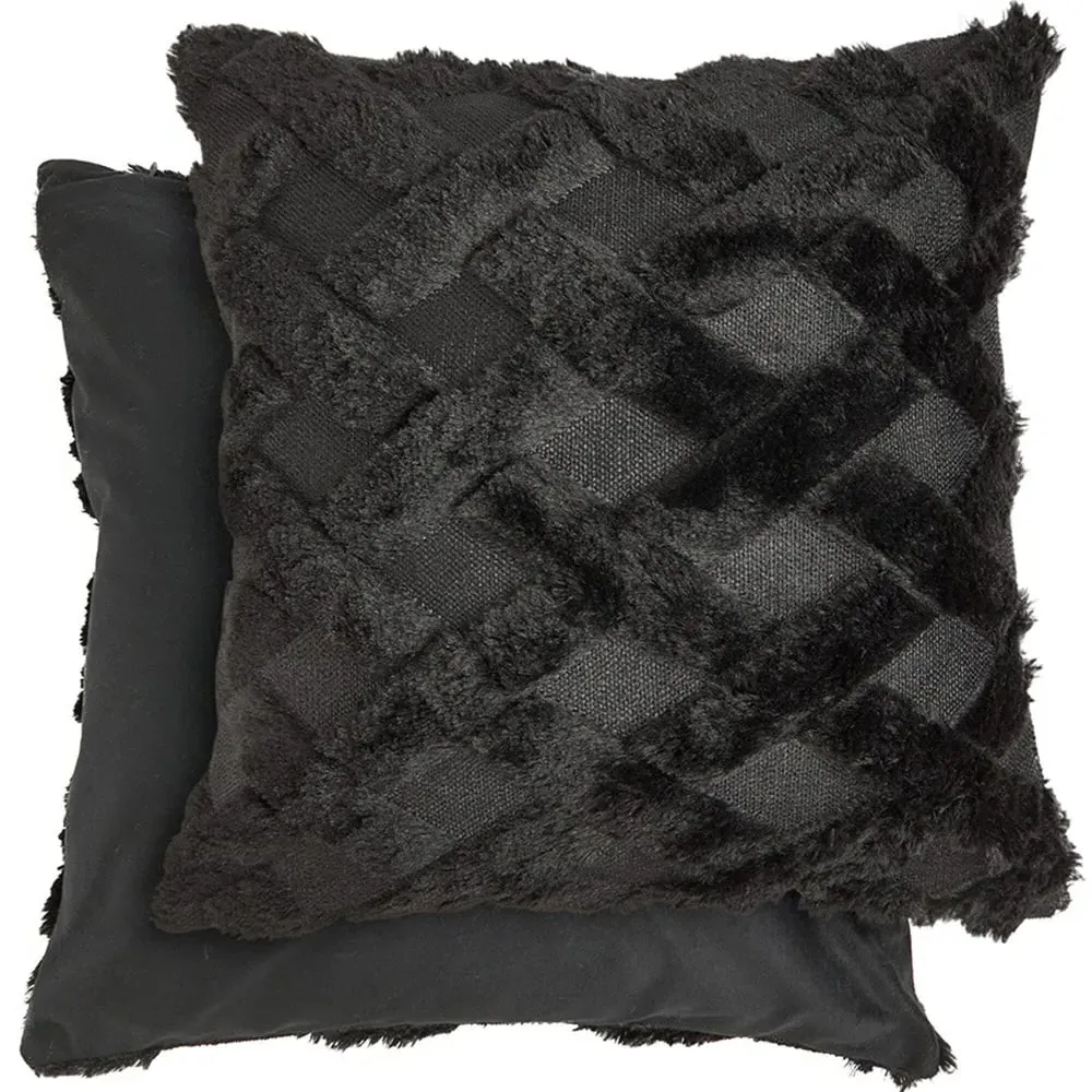 Newton Cross Hatch Cushion Cover - Black image