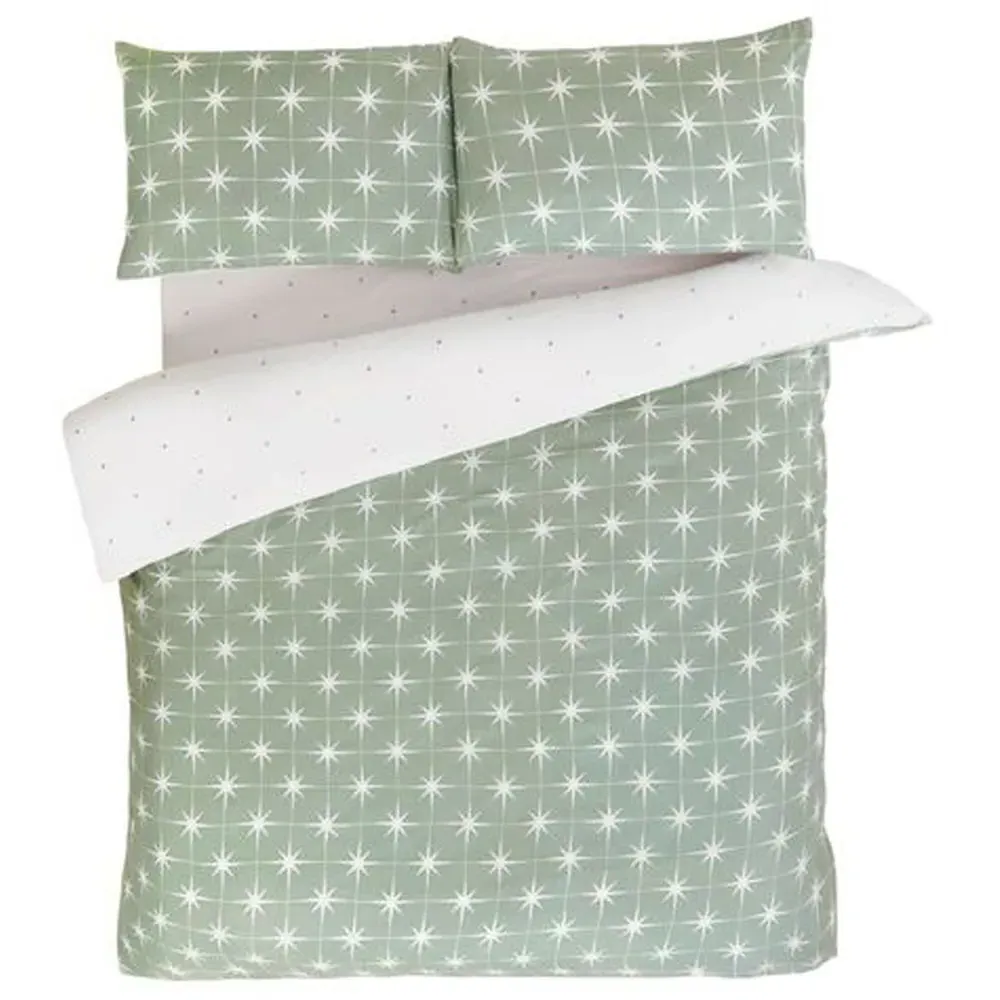 Northern Stars Double Duvet Set - Green, Microfibre