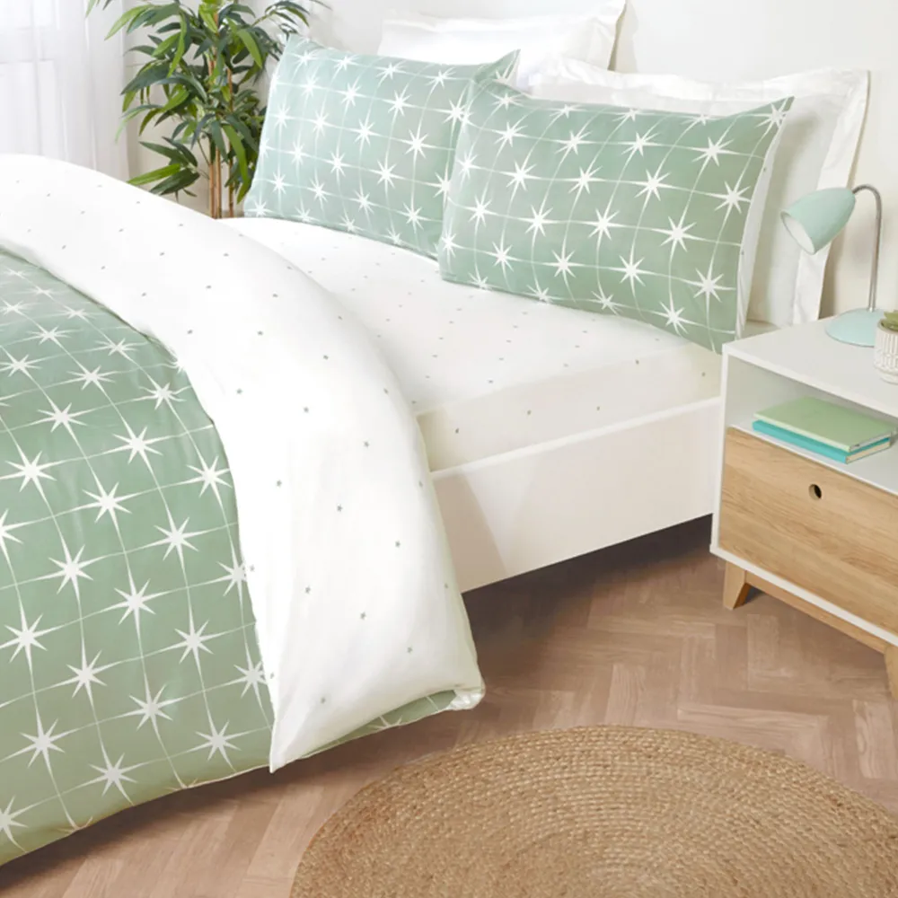 Northern Stars Double Duvet Set - Green, Microfibre