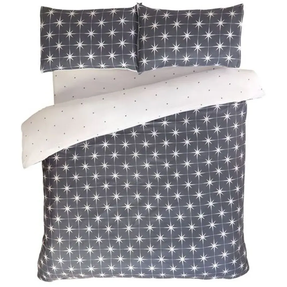 Northern Stars Double Duvet Set - Grey, Microfibre