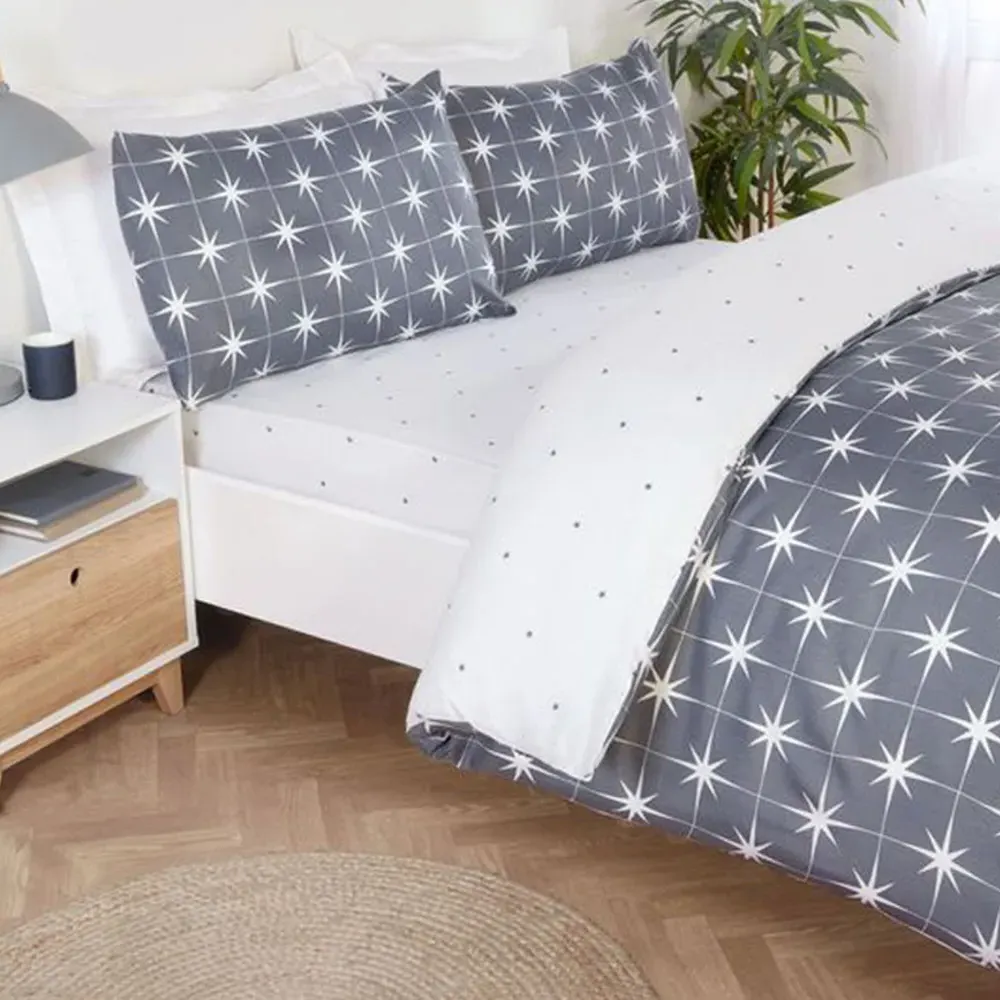 Northern Stars Double Duvet Set - Grey, Microfibre