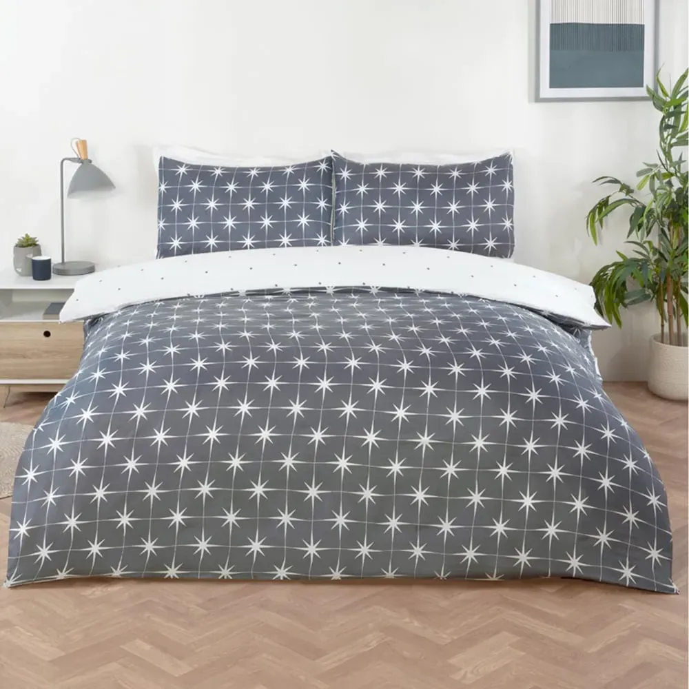 Northern Stars King Size Duvet Set - Grey, Microfibre
