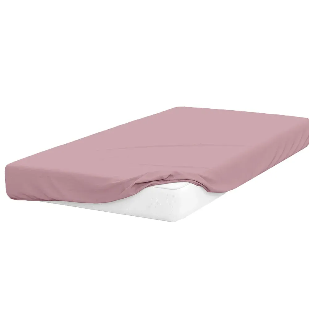Single Deep Fitted Bed Sheet - Blush, Cotton Polyester