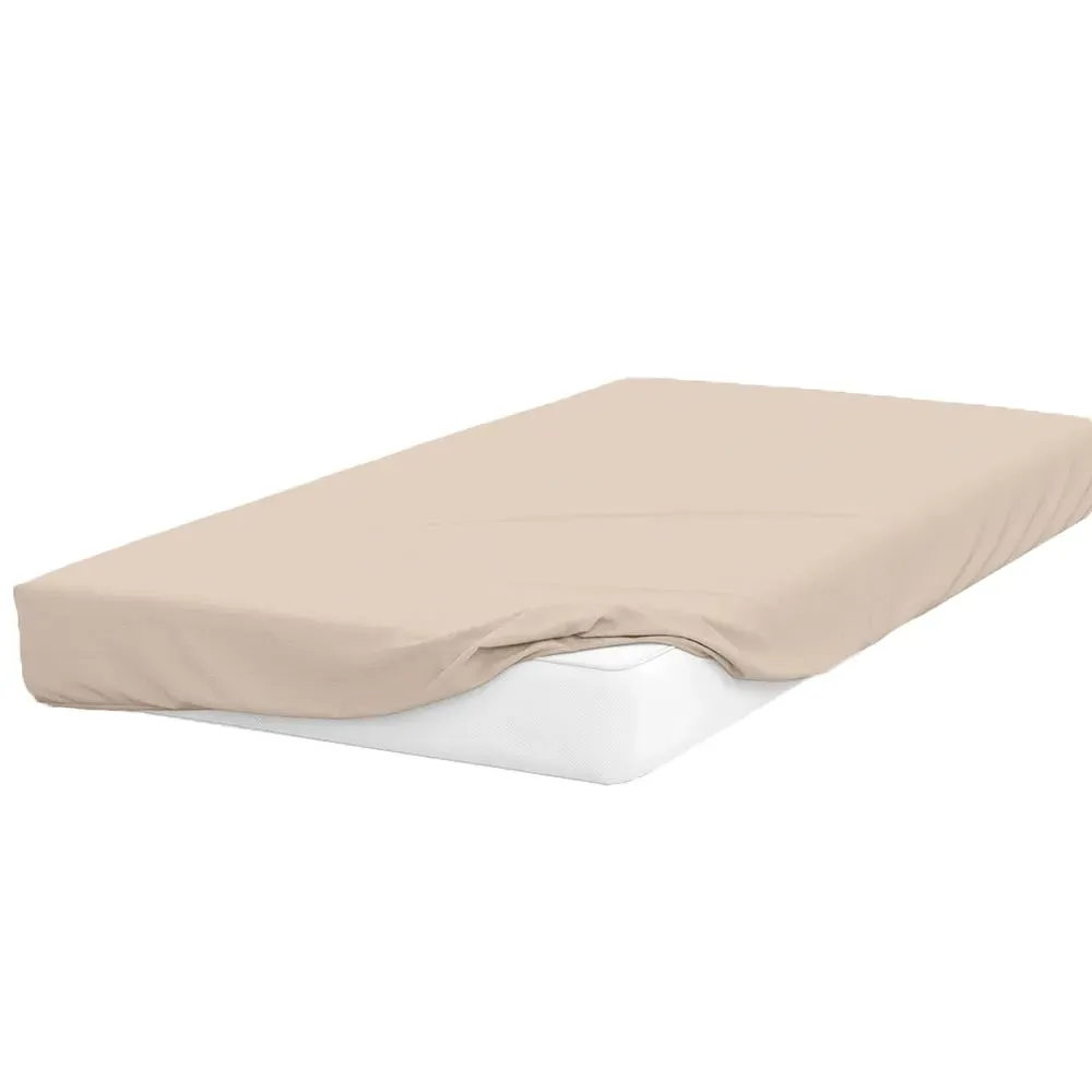 Single Deep Fitted Bed Sheet - Cream, Cotton Polyester