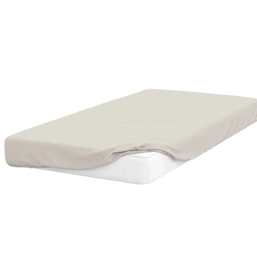 Single Deep Fitted Bed Sheet - Ivory, Cotton Polyester