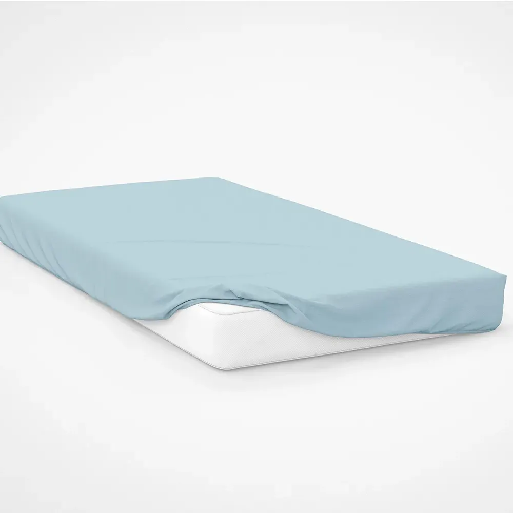 Single Fitted Bed Sheet - Blue, Brushed Cotton