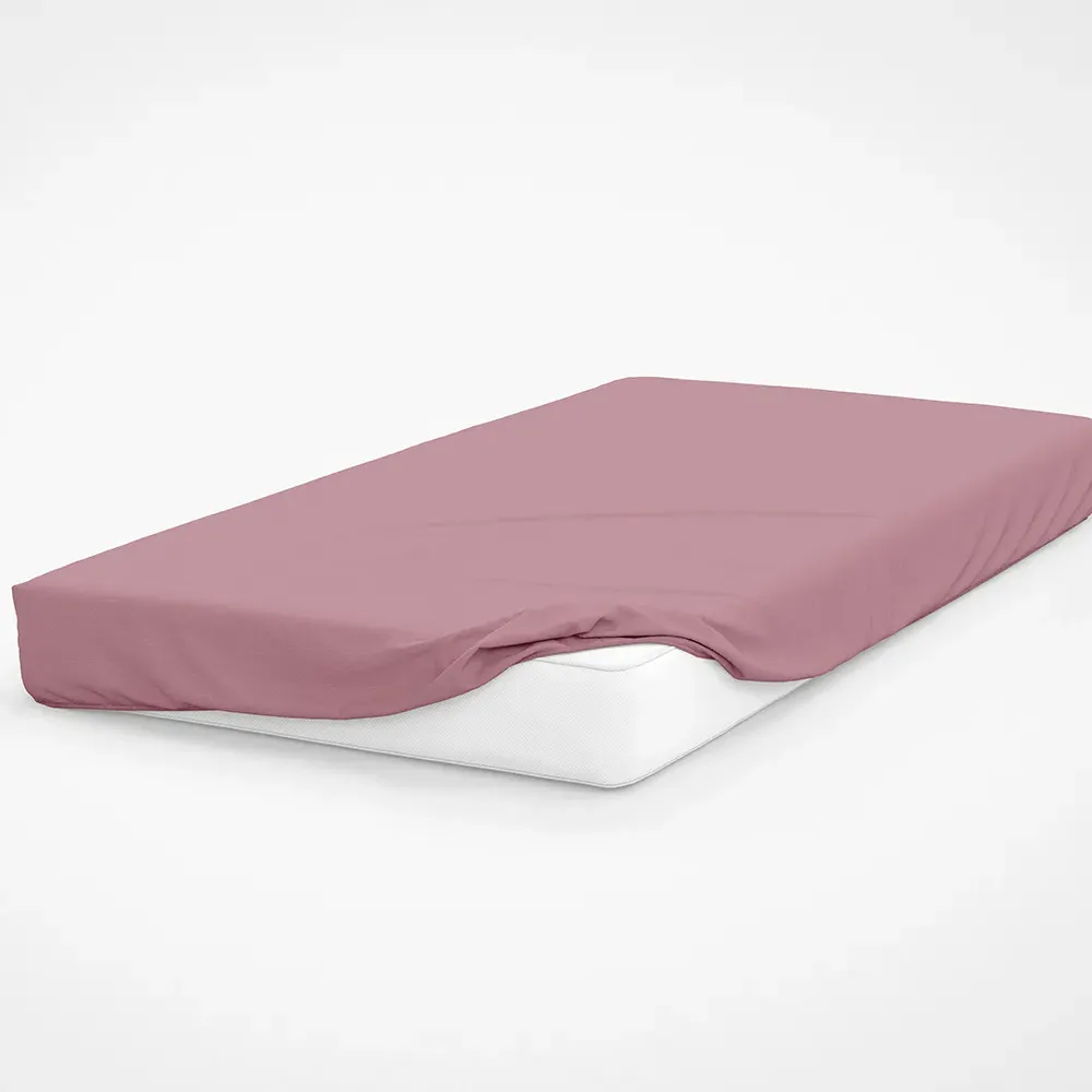 Single Fitted Bed Sheet - Misty Rose, Cotton Polyester