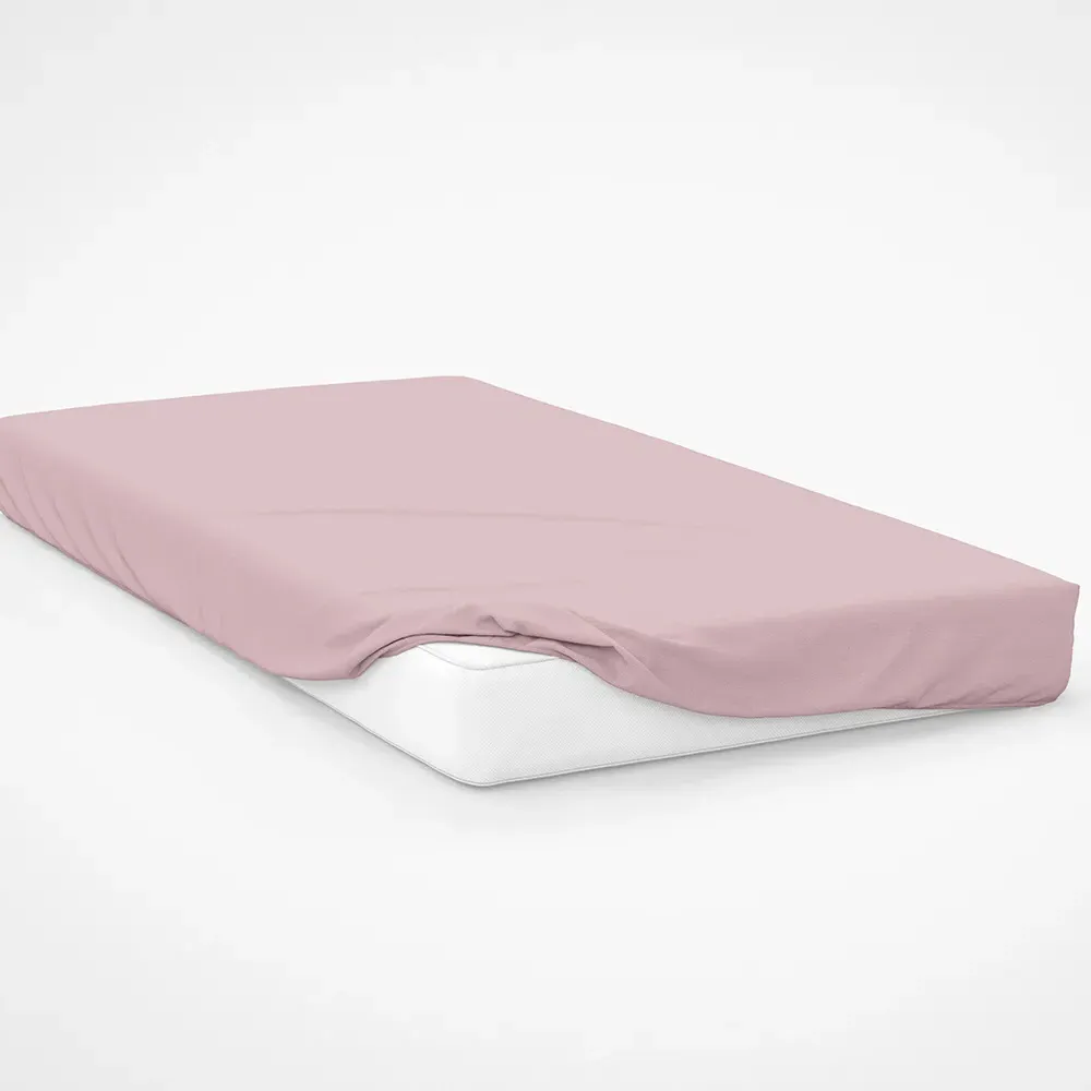 Single Fitted Bed Sheet - Pink, Brushed Cotton
