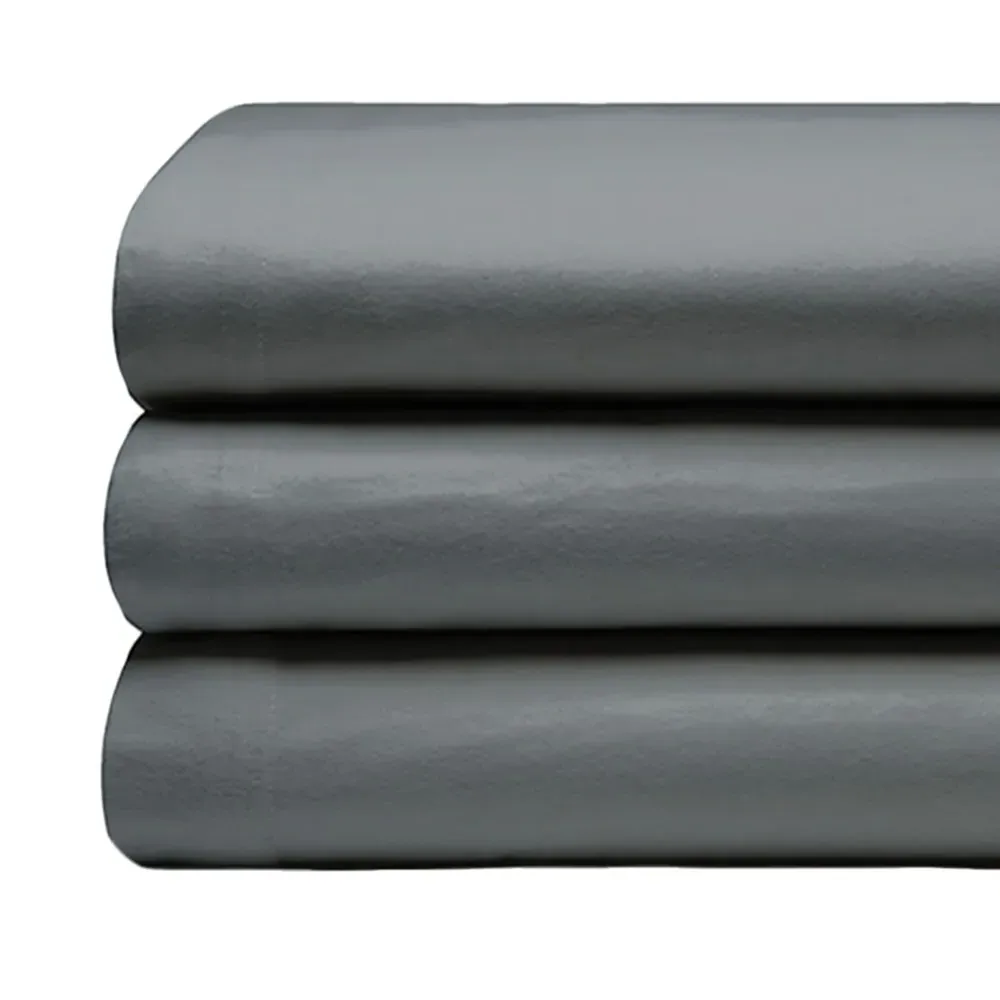 Single Flat Bed Sheet - Charcoal, Brushed Cotton