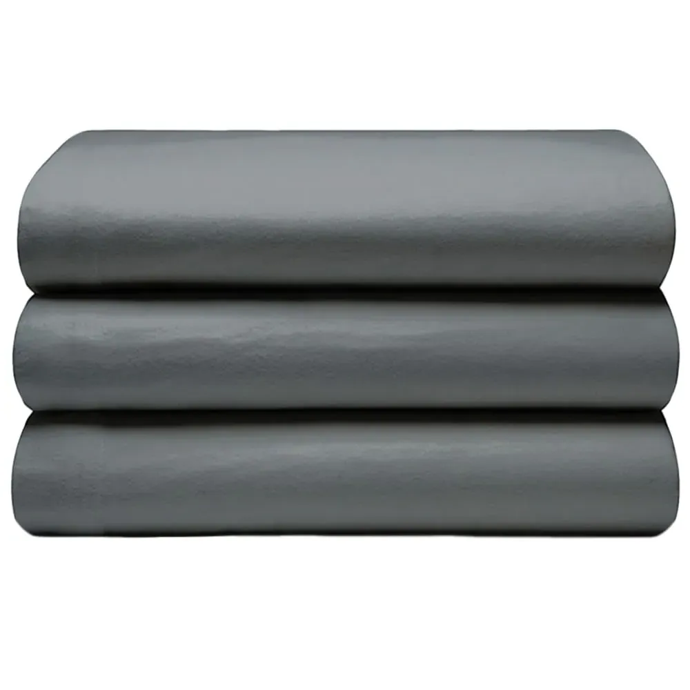 Single Flat Bed Sheet - Charcoal, Brushed Cotton