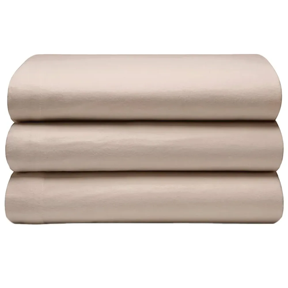 Single Flat Bed Sheet - Cream, Brushed Cotton
