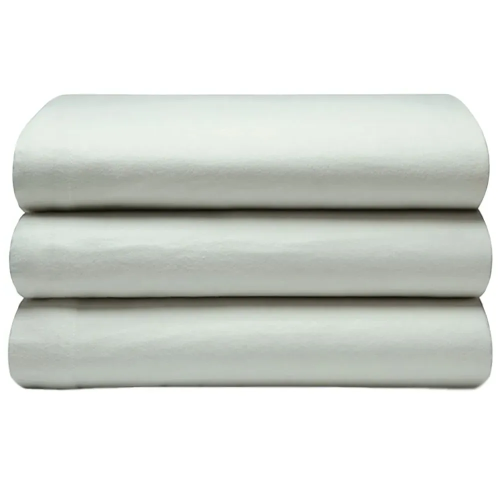 Single Flat Bed Sheet - Green, Brushed Cotton