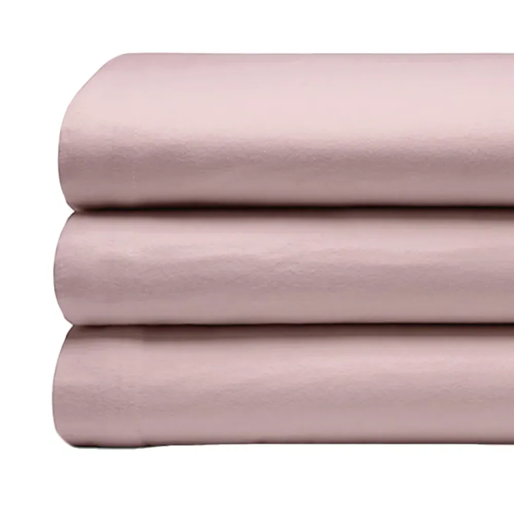 Single Flat Bed Sheet - Pink, Brushed Cotton