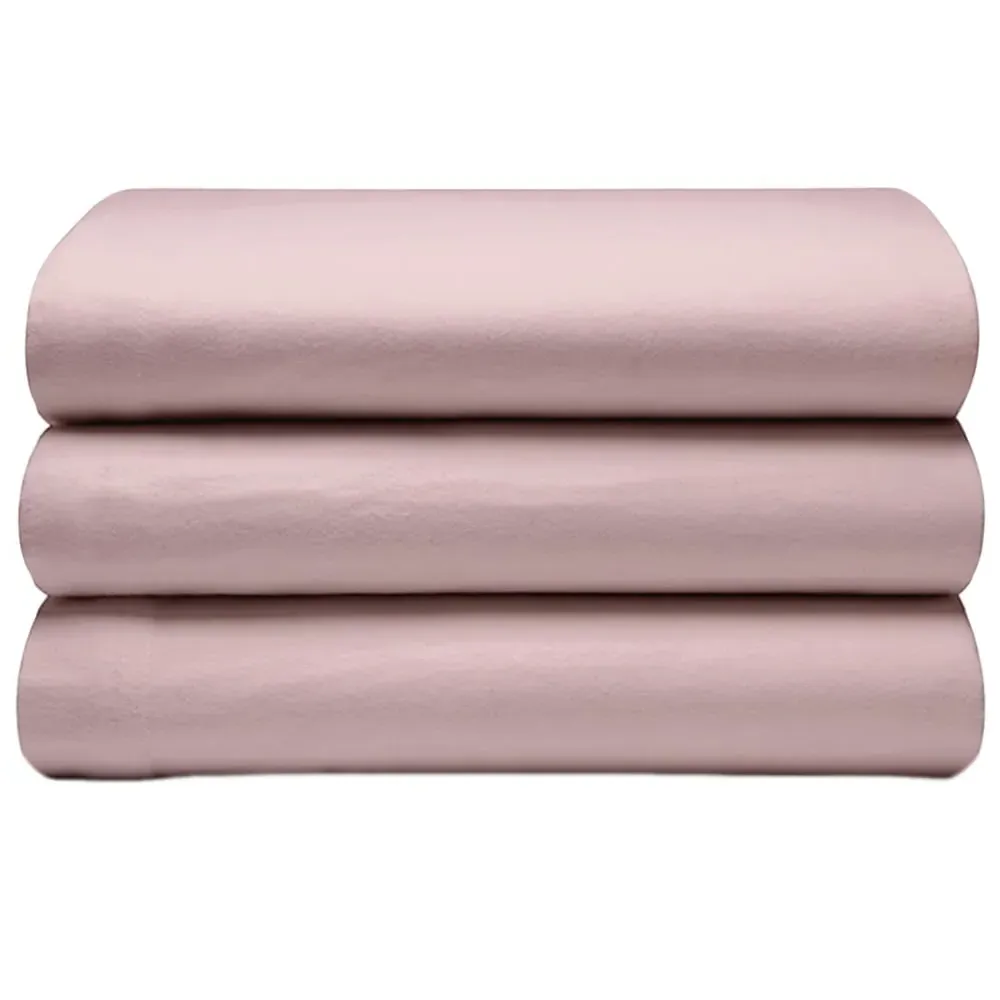 Single Flat Bed Sheet - Pink, Brushed Cotton