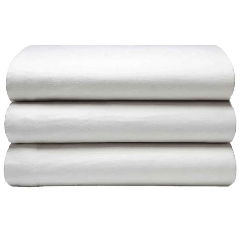Single Flat Bed Sheet - White, Brushed Cotton