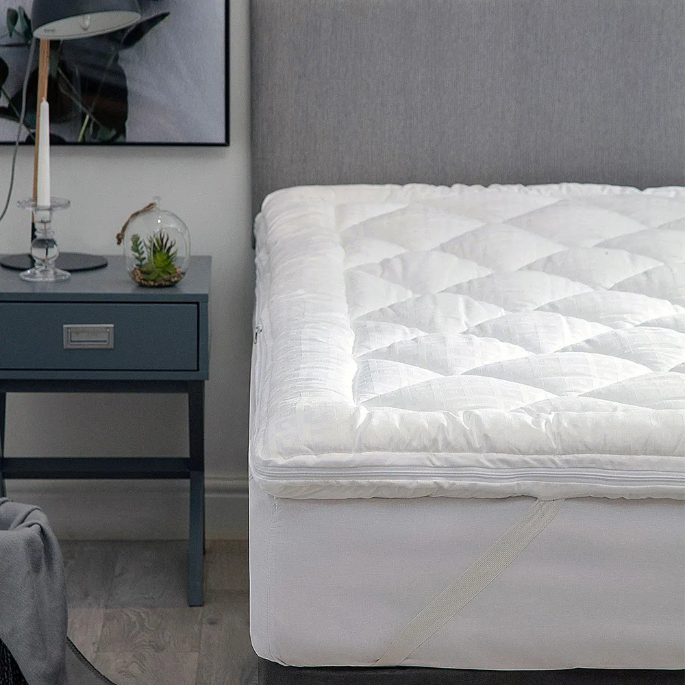 Single Hotel Filled Dual Topper - White, Polyester