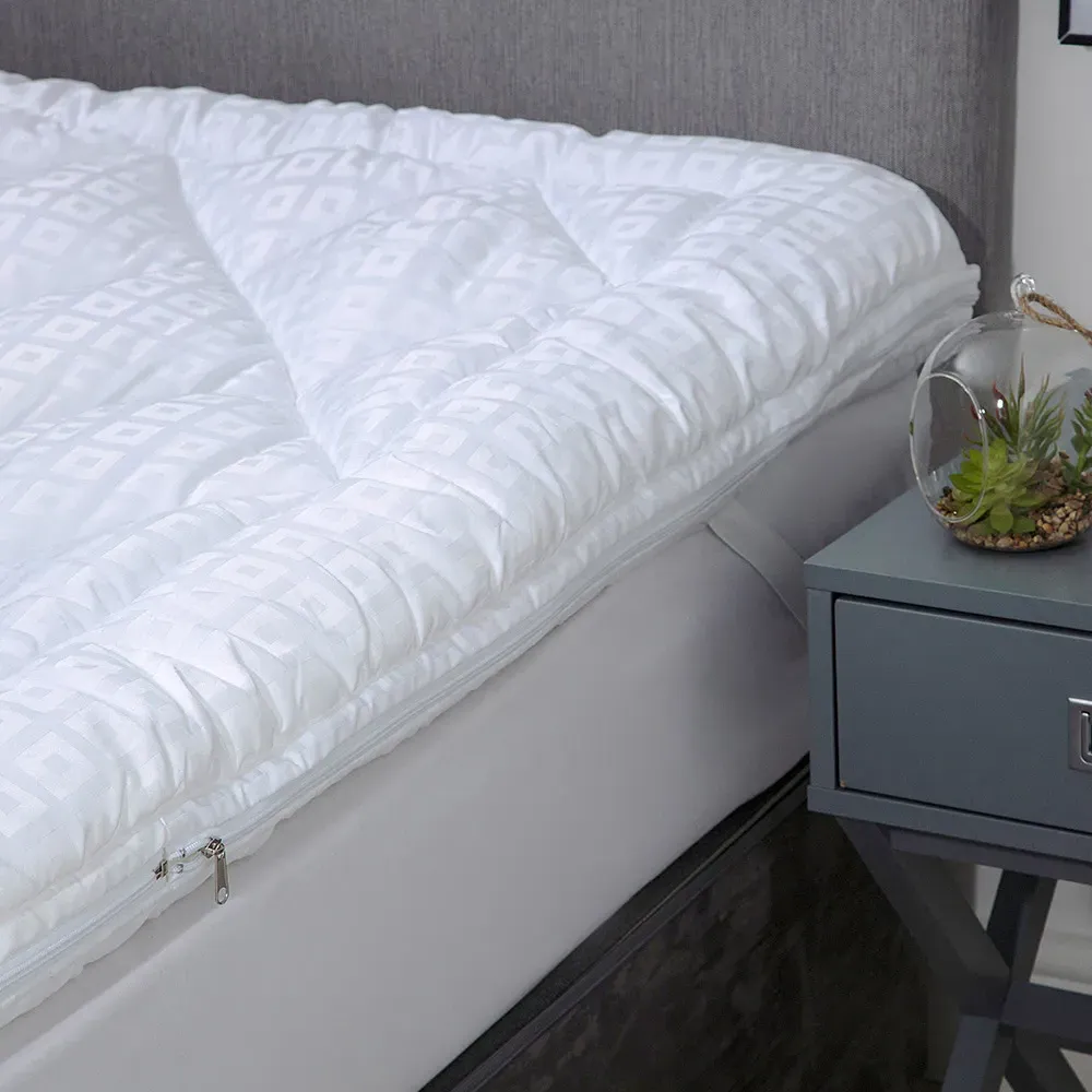 Single Hotel Filled Dual Topper - White, Polyester