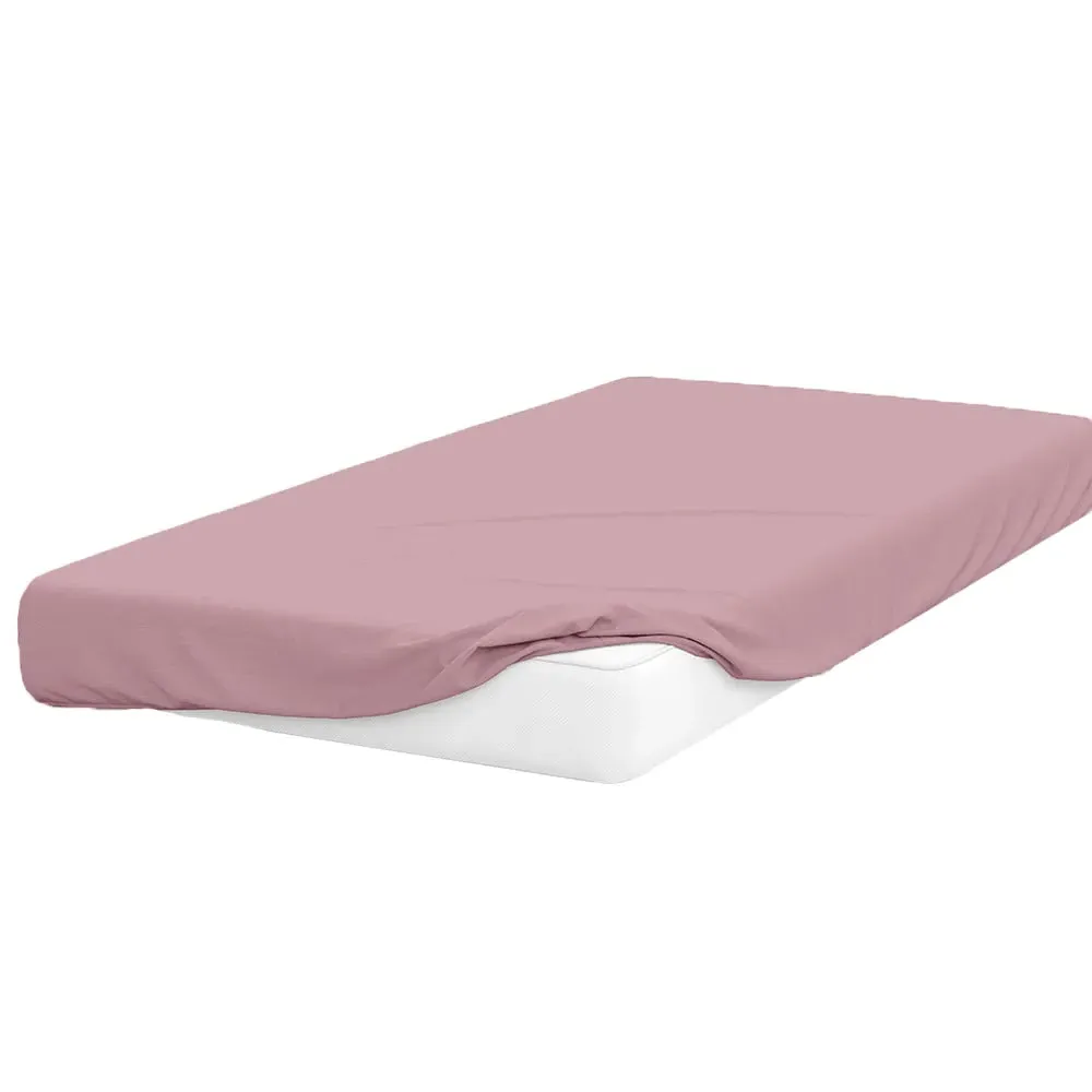 Small Double Deep Fitted Bed Sheet - Blush, Cotton Polyester