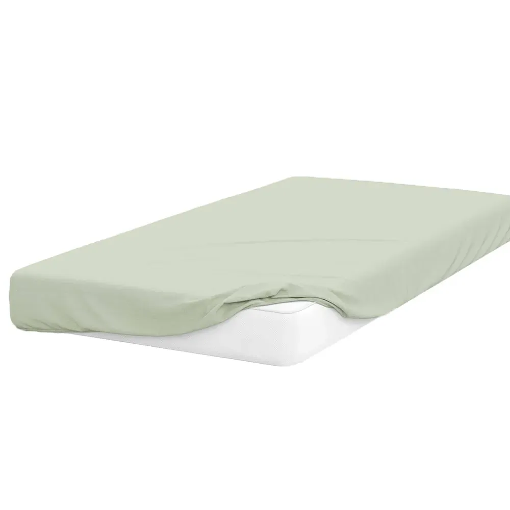 Small Double Deep Fitted Bed Sheet - Green, Cotton Polyester