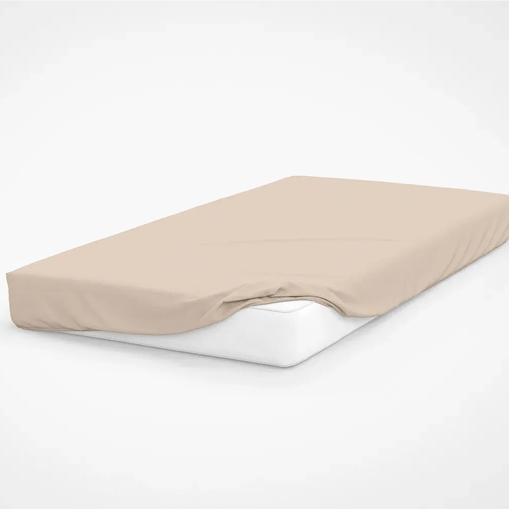 Small Double Fitted Bed Sheet - Cream, Cotton Polyester