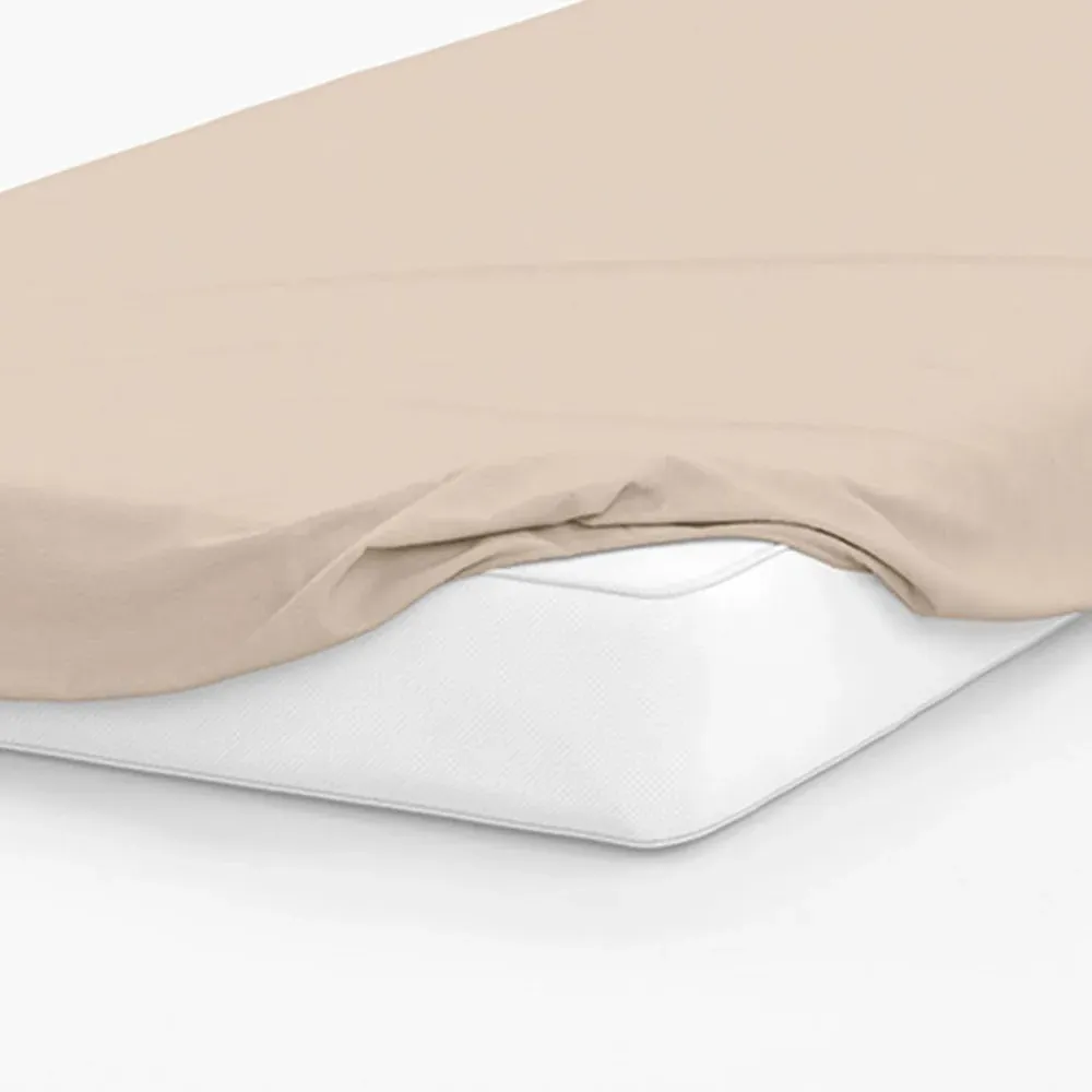 Small Double Fitted Bed Sheet - Cream, Cotton Polyester