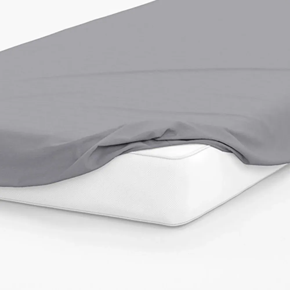 Small Double Fitted Bed Sheet - Grey, Cotton Polyester