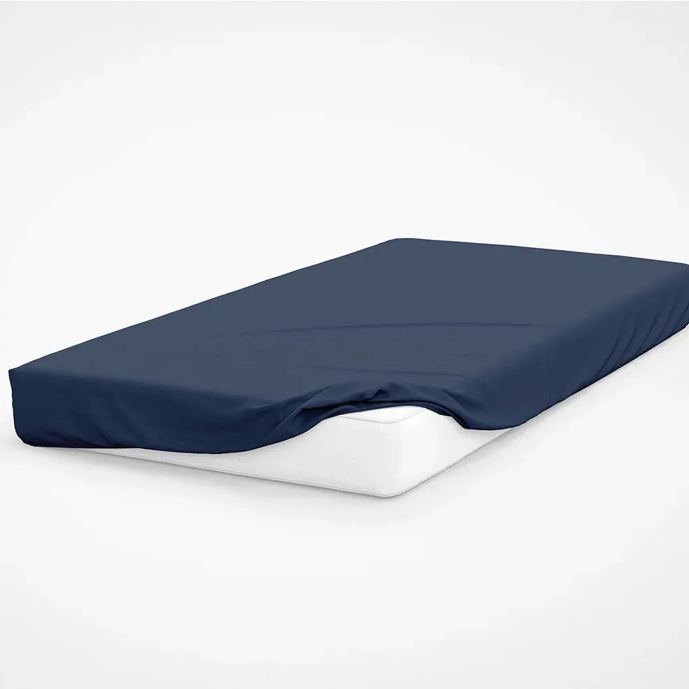 Small Double Fitted Bed Sheet - Navy, Cotton Polyester