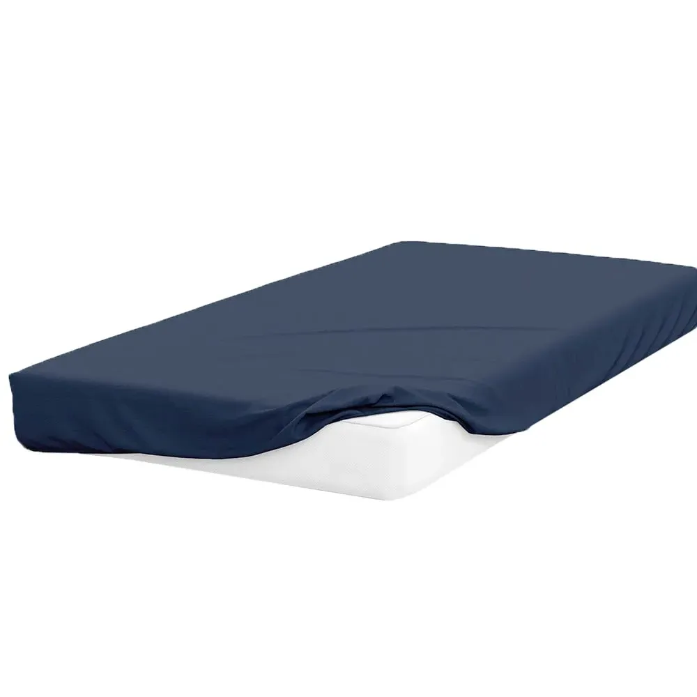 Small Double Fitted Bed Sheet - Navy, Cotton Polyester