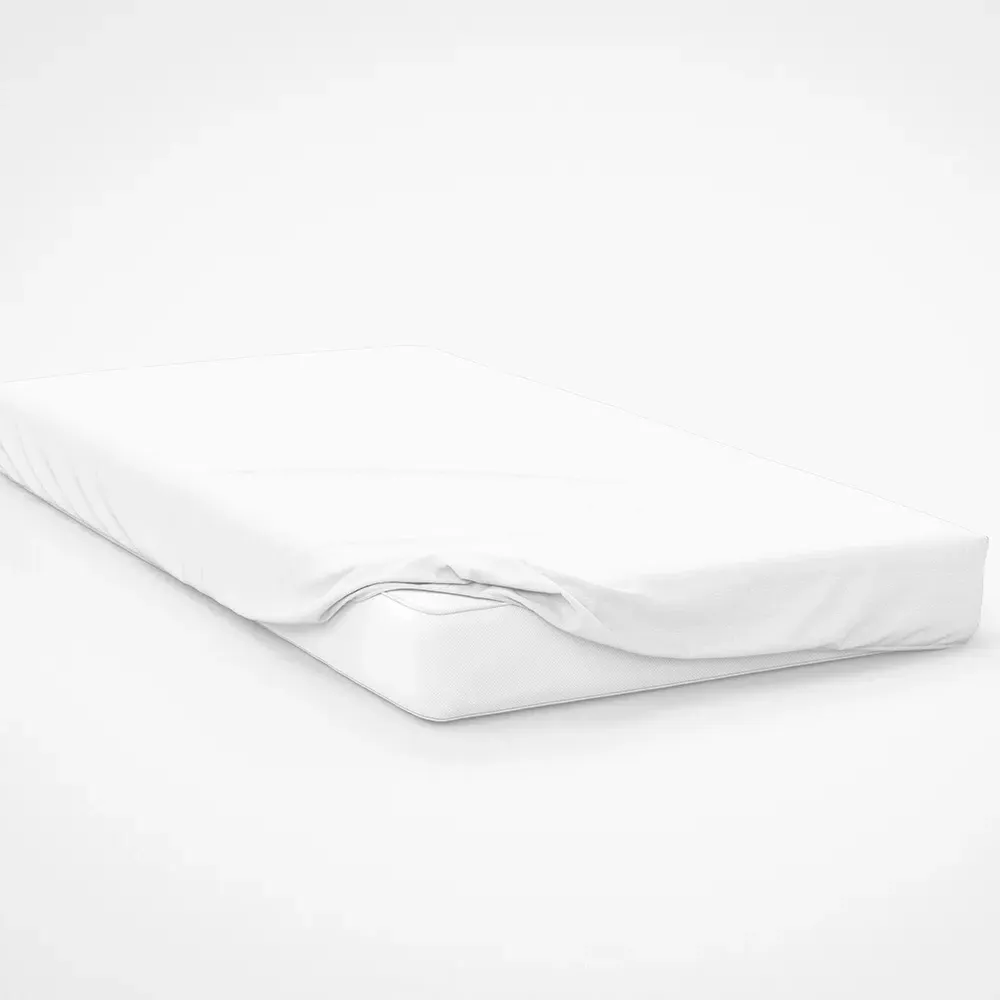 Small Double Fitted Bed Sheet - White, Brushed Cotton