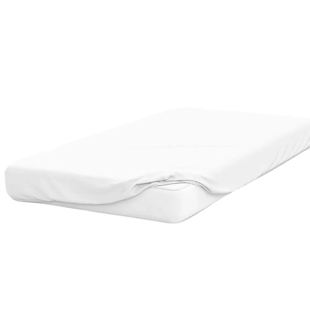 Small Double Fitted Bed Sheet - White, Brushed Cotton