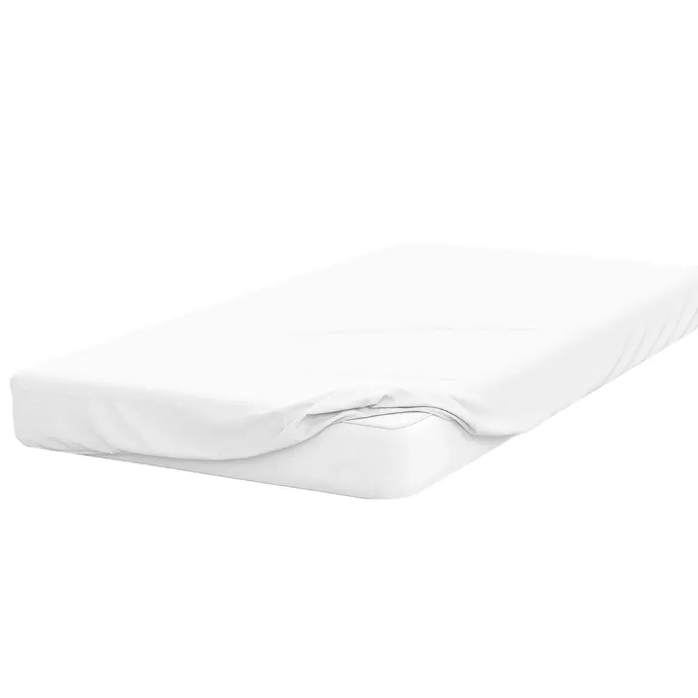 Small Single Fitted Bed Sheet - White, Cotton Polyester image