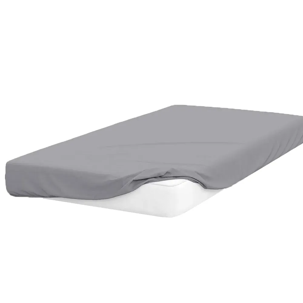 Super King Fitted Bed Sheet - Grey, Cotton Polyester